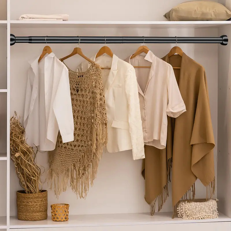 Wardrobe Closet Rod for Hanging Clothes 14″~22″ Adjustable Rod Wall mounted Bar