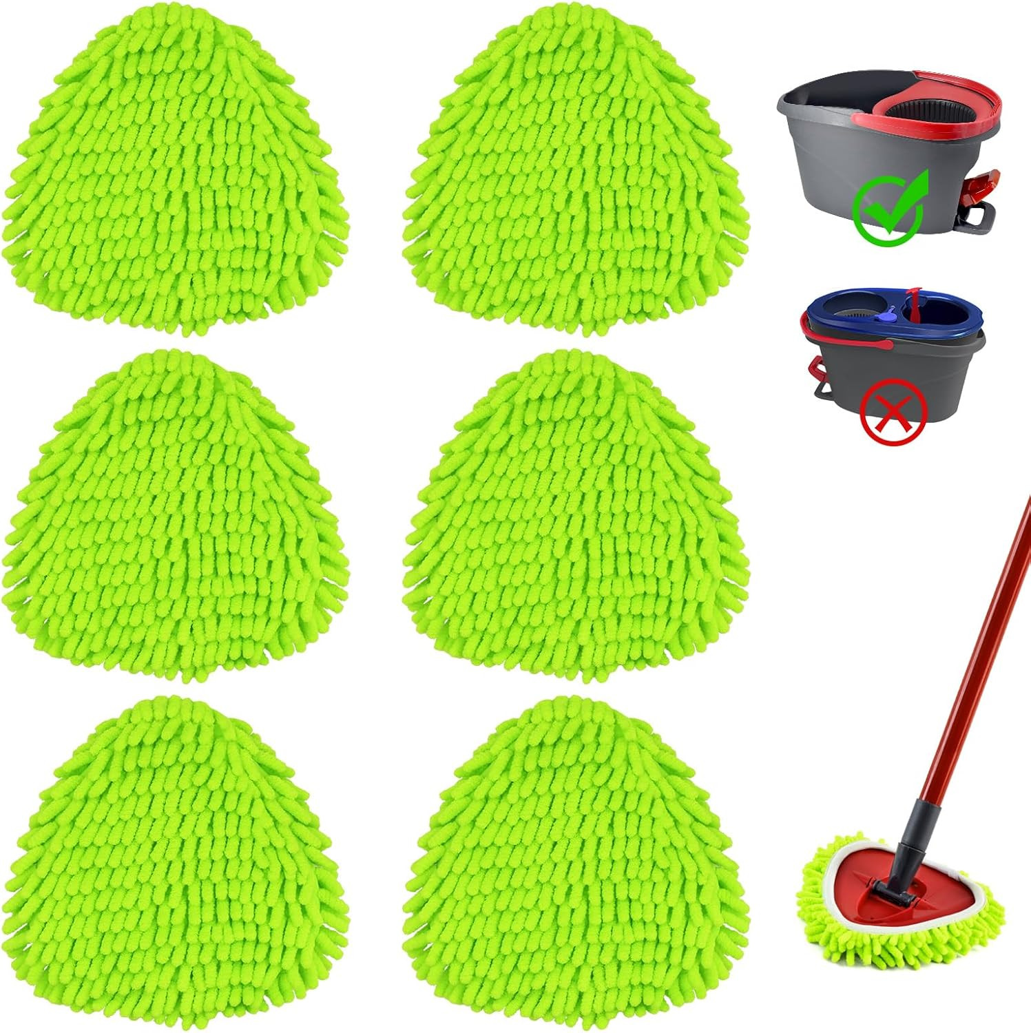 6 Pack Mop Head Replacement Compatiable with Ocedar Easywring Mop,Mop Heads Refi