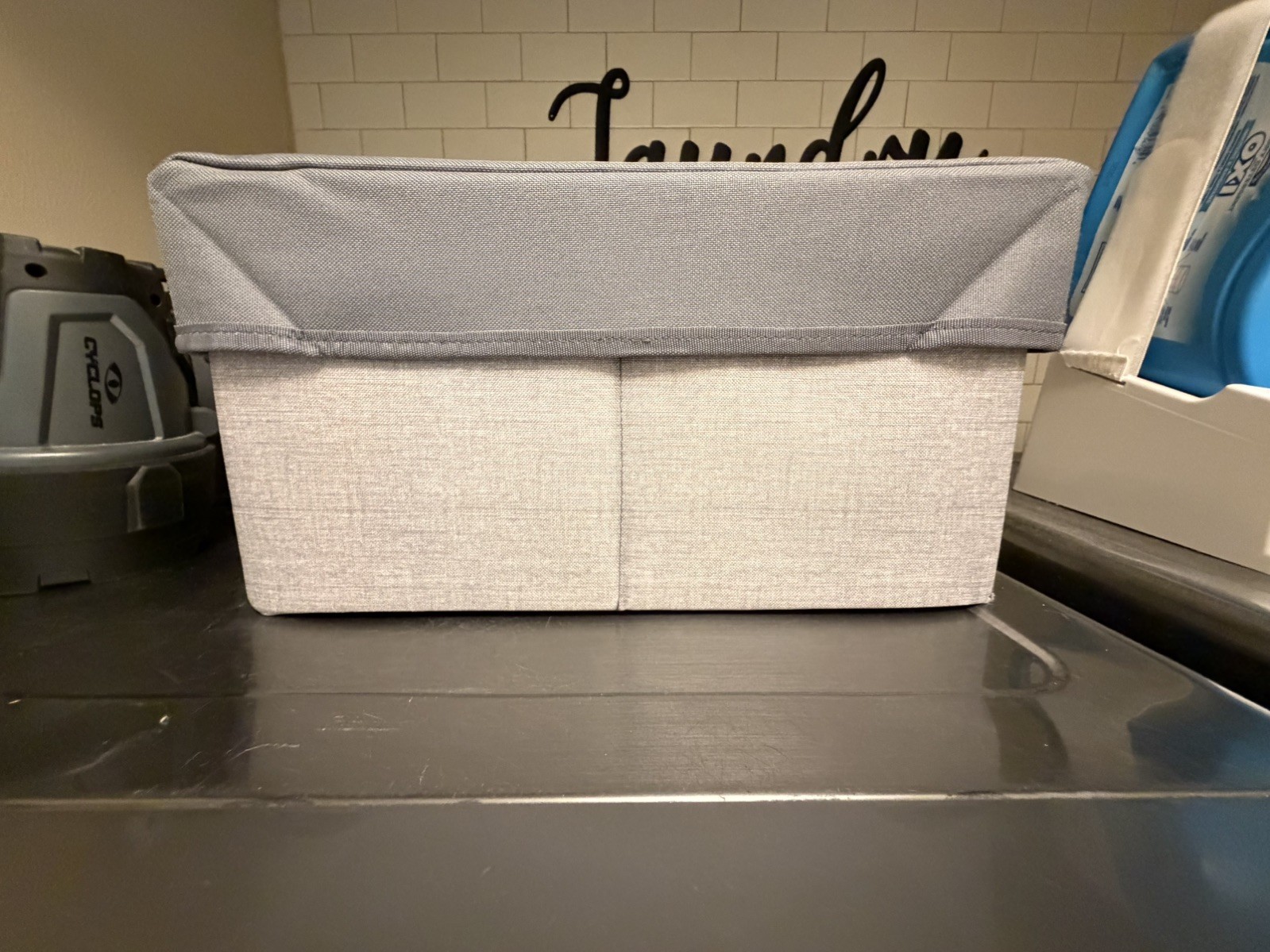 Thirty-One * Your Way Rectangle Storage Bin * Light Grey Crosshatch * With LID *