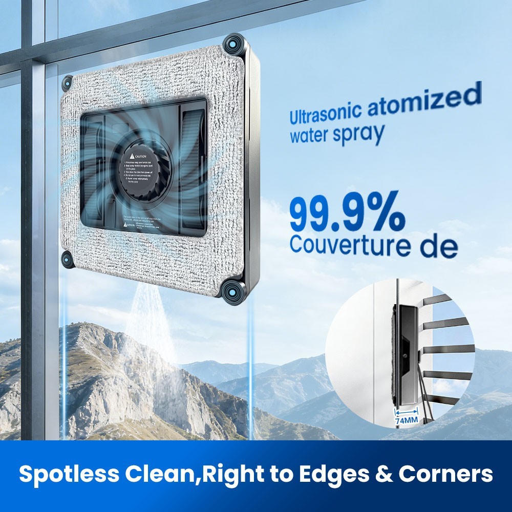 Smart Window Cleaner Robot Automatic Double Spray Head 50ml Water Tank Remote