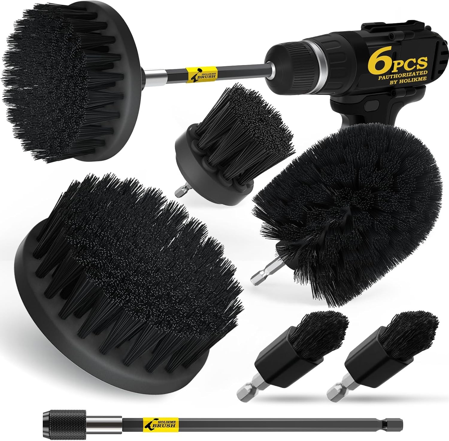 6Pack Drill Brush Power Scrubber Cleaning Brush Extended Long Attachment Set All