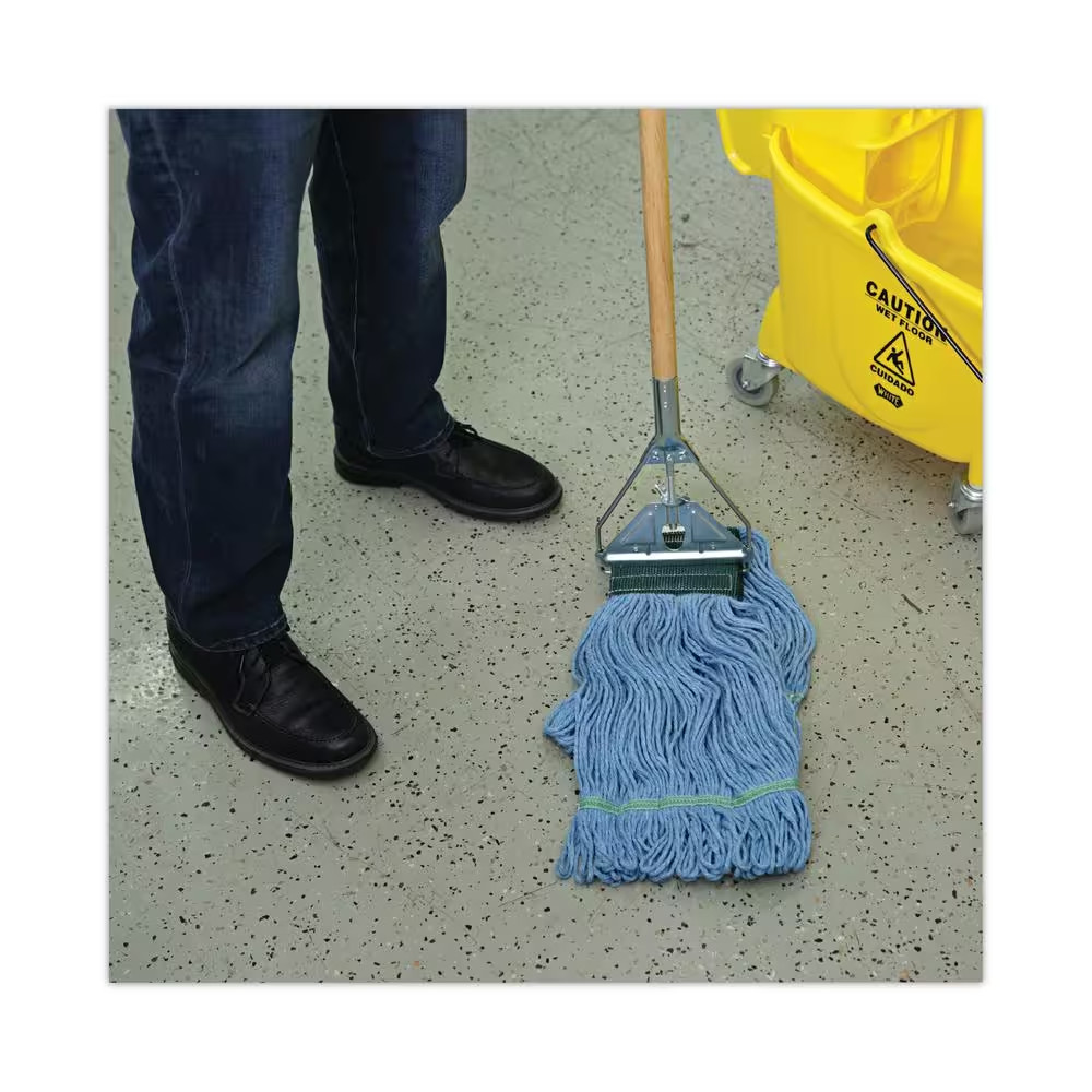 Boardwalk 63 in. Natural Wooden Mop Handle and Screw Clamp Metal Head