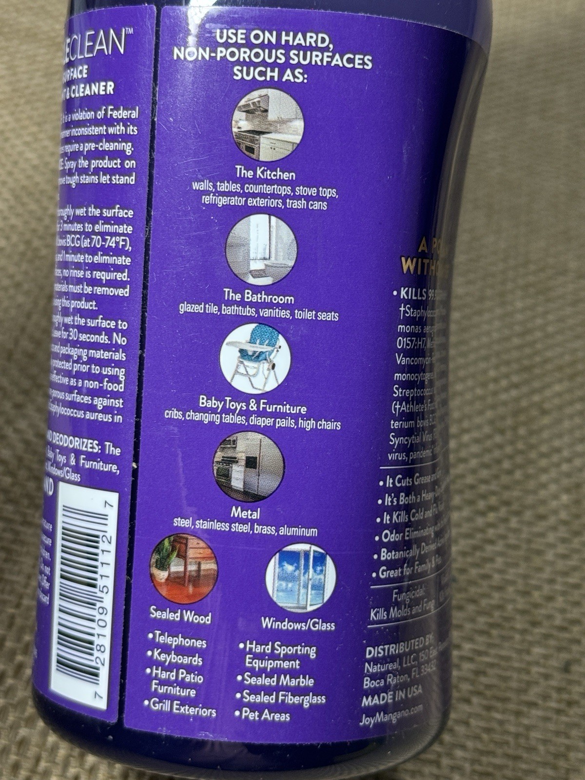 Joy Mangano MiracleClean WARM VANILLA Multi Surface Cleaner Disinfectant 28 Oz