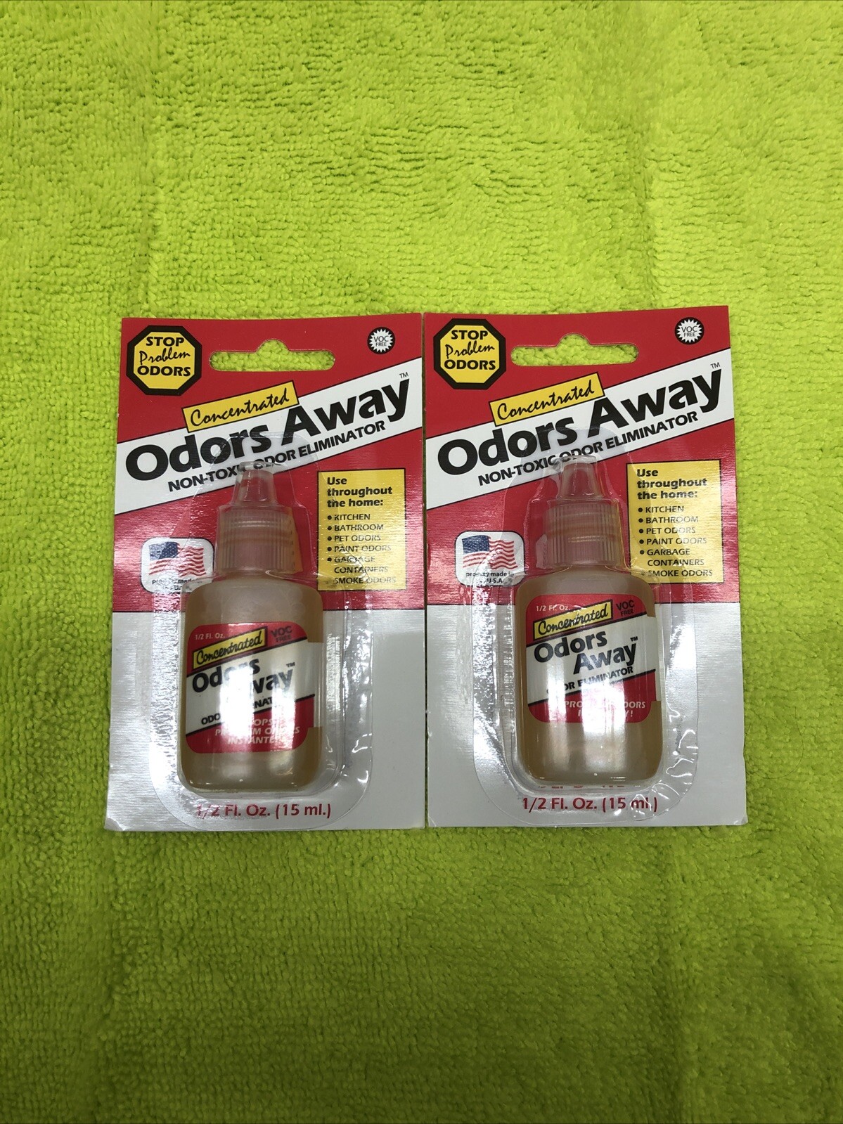 Odors Away Concentrated Odor Eliminator 1/2 fl oz Non-toxic lot of 2