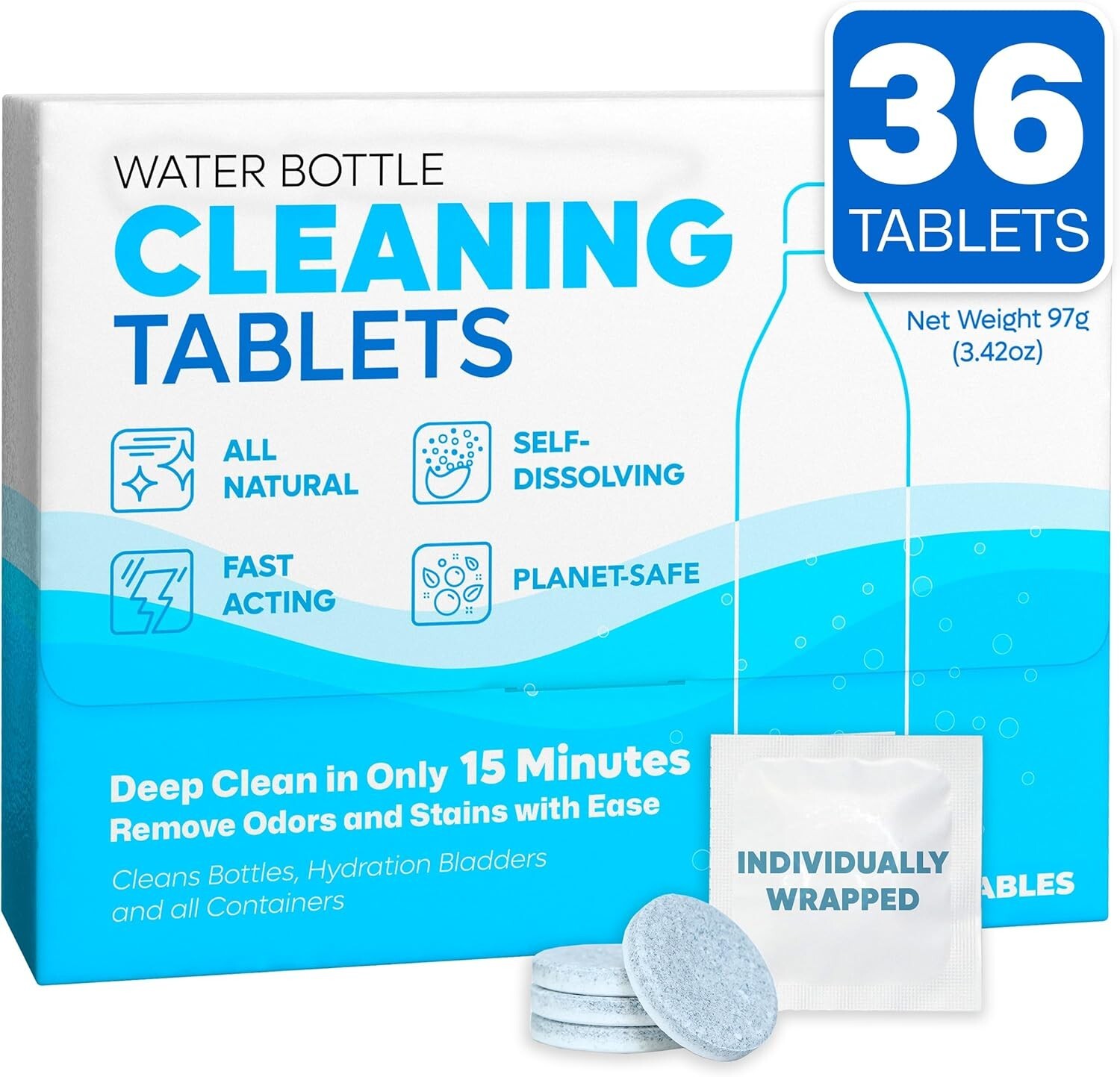 Water Bottle Cleaning Tablets “ 36pack Chlorinefree And Odorless Cleaner For Hyd