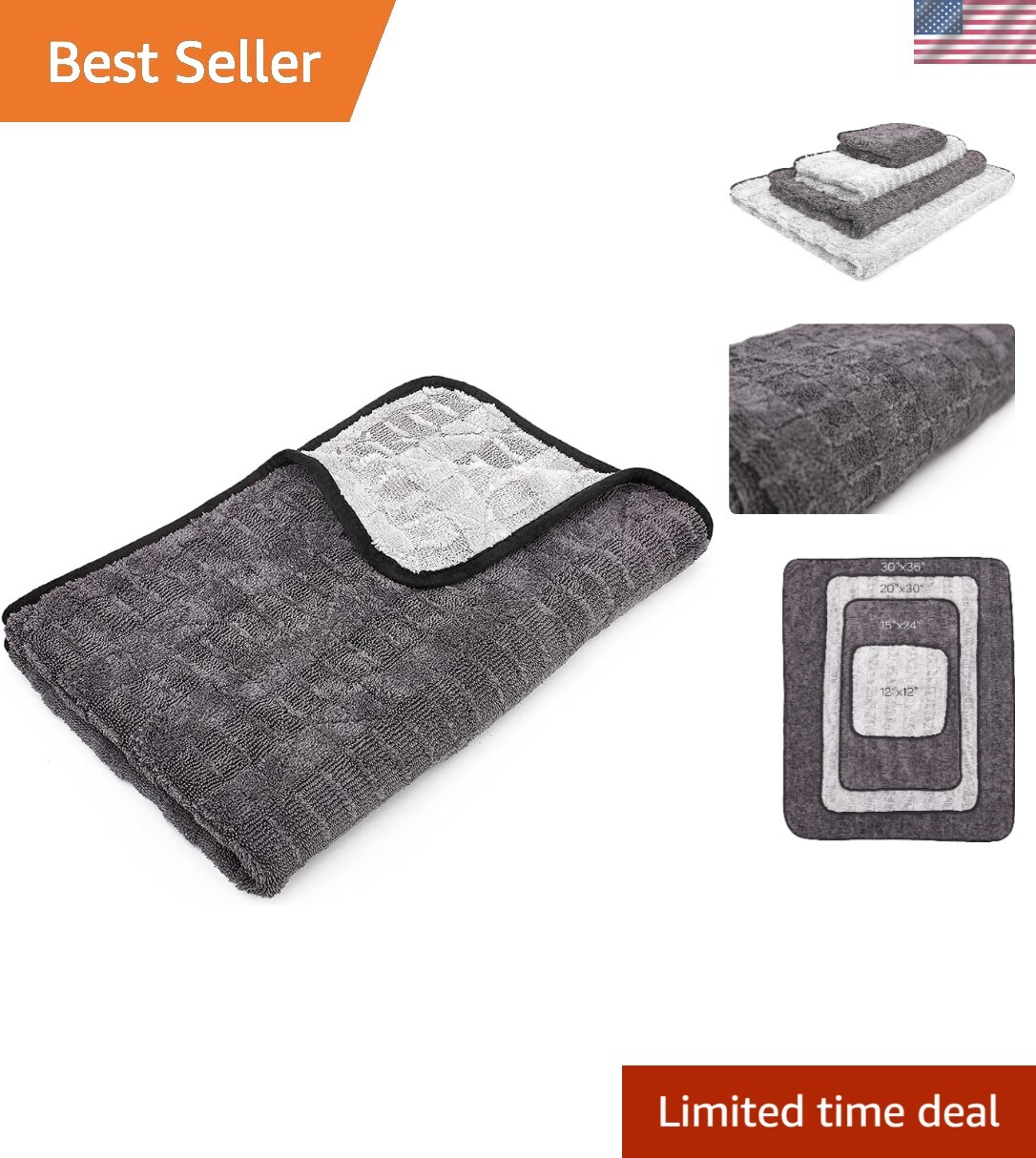 Fast-Drying Automotive Microfiber Towel with Buttersoft Suede Border – 20inx30in