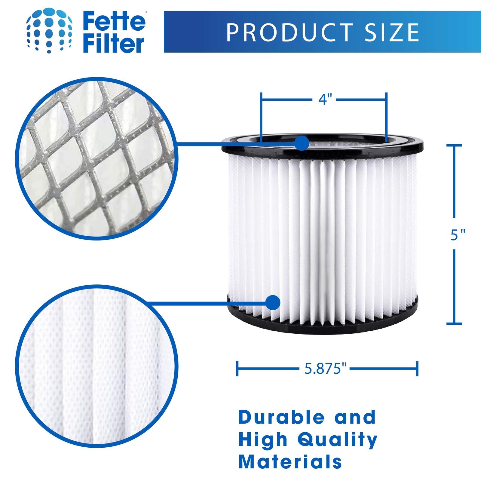4 Pack Small Cartridge Filter 90398 90399 Type AA for Shop Vac Wet/Dry Vacs
