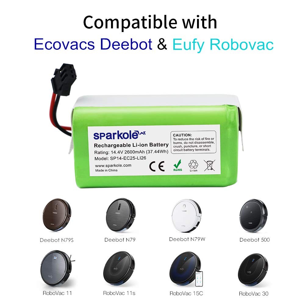 2 Pack 14.4V 2600mAh Replacement Battery for Ecovacs Deebot N79S, N79, DN622….