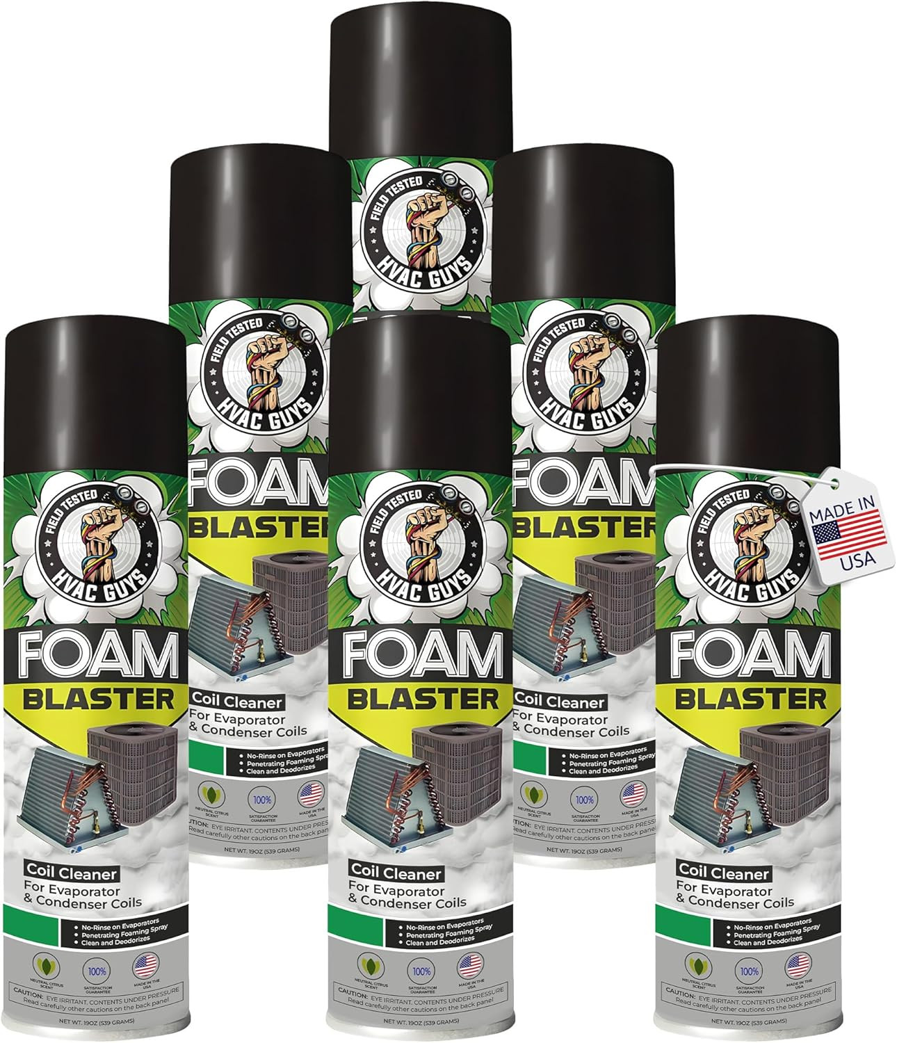 HVAC GUYS Foam Blaster Air Conditioner Cleaner 6-Pack – AC Coil Cleaner Foaming