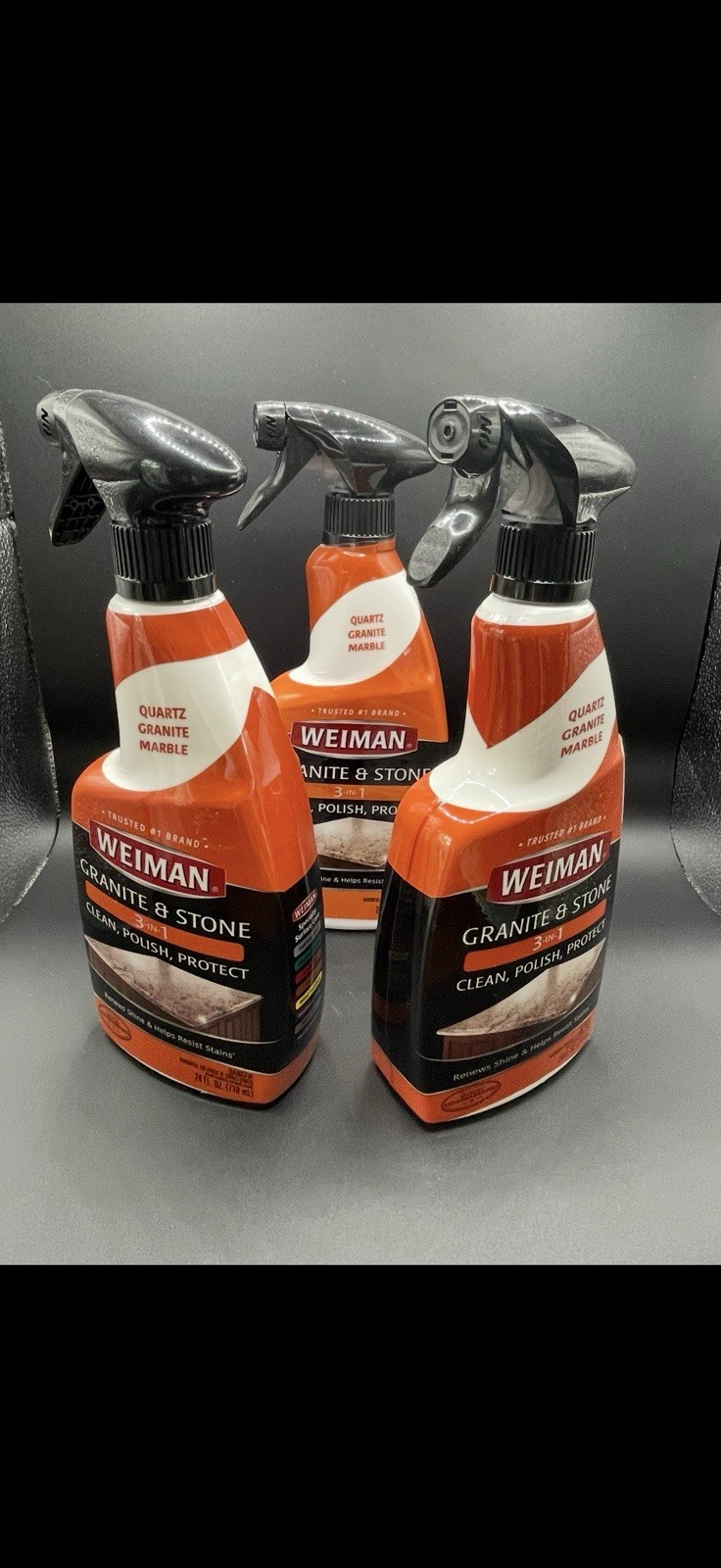 Weiman Granite Stone Clean Polish and Protect 24 Ounce Spray Bottle Pack of 3