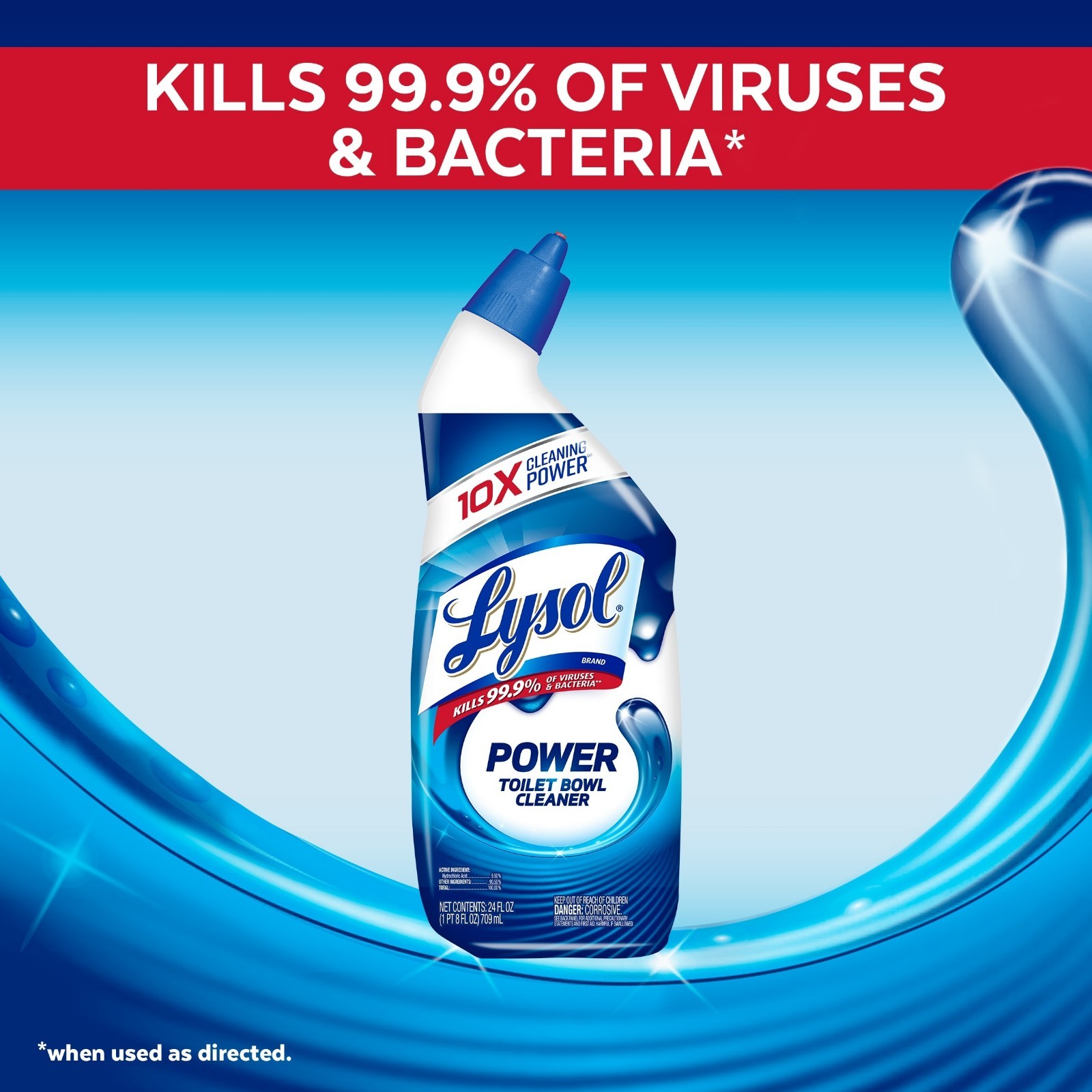 Lysol Power Toilet Bowl Cleaner Atlantic Fresh 24oz 2-Pack Disinfecting Gel