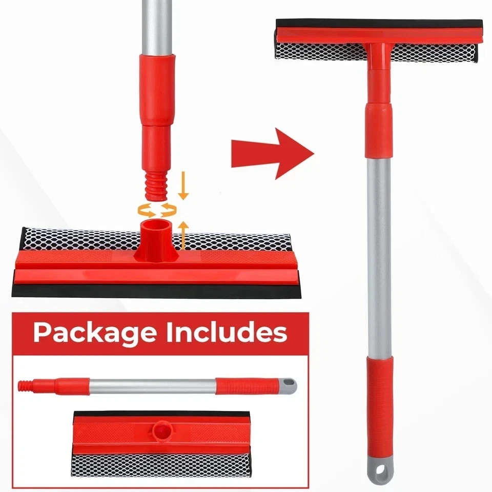 Windshield Cleaner Tool 2 in 1 Car Window Squeegee with Extendable Handle….