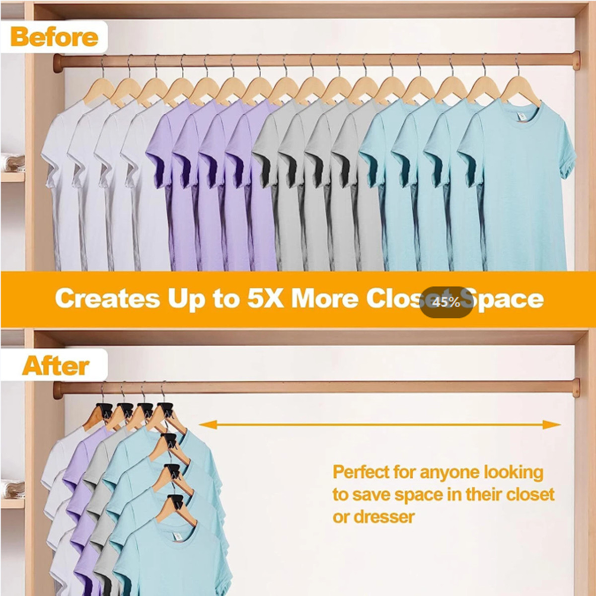 100pcs Clothes Hangers Space Saving Closet Organizers Heavy Duty Hanger Extender