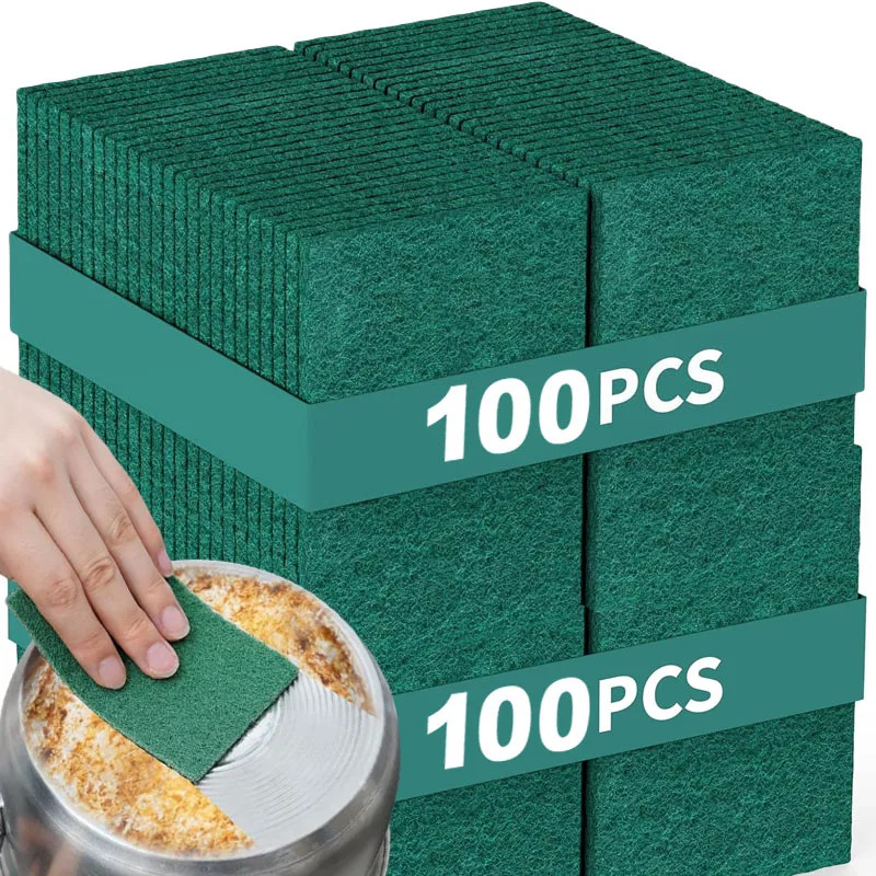 10-200Pcs Scrub Pads Household Kitchen Oil Removal Dishwashing Pot Pads Scratch