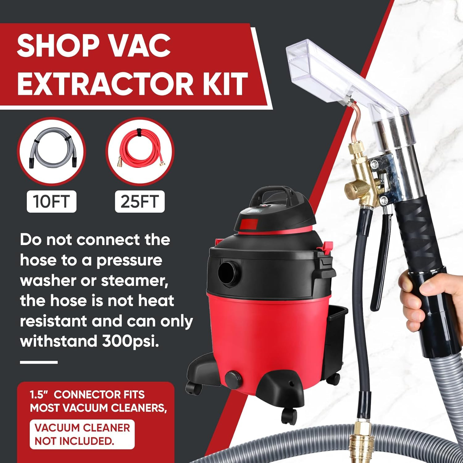 Extractor Hose Kit Carpet Cleaning Extractor Vacuum Attachment for Shop Vac