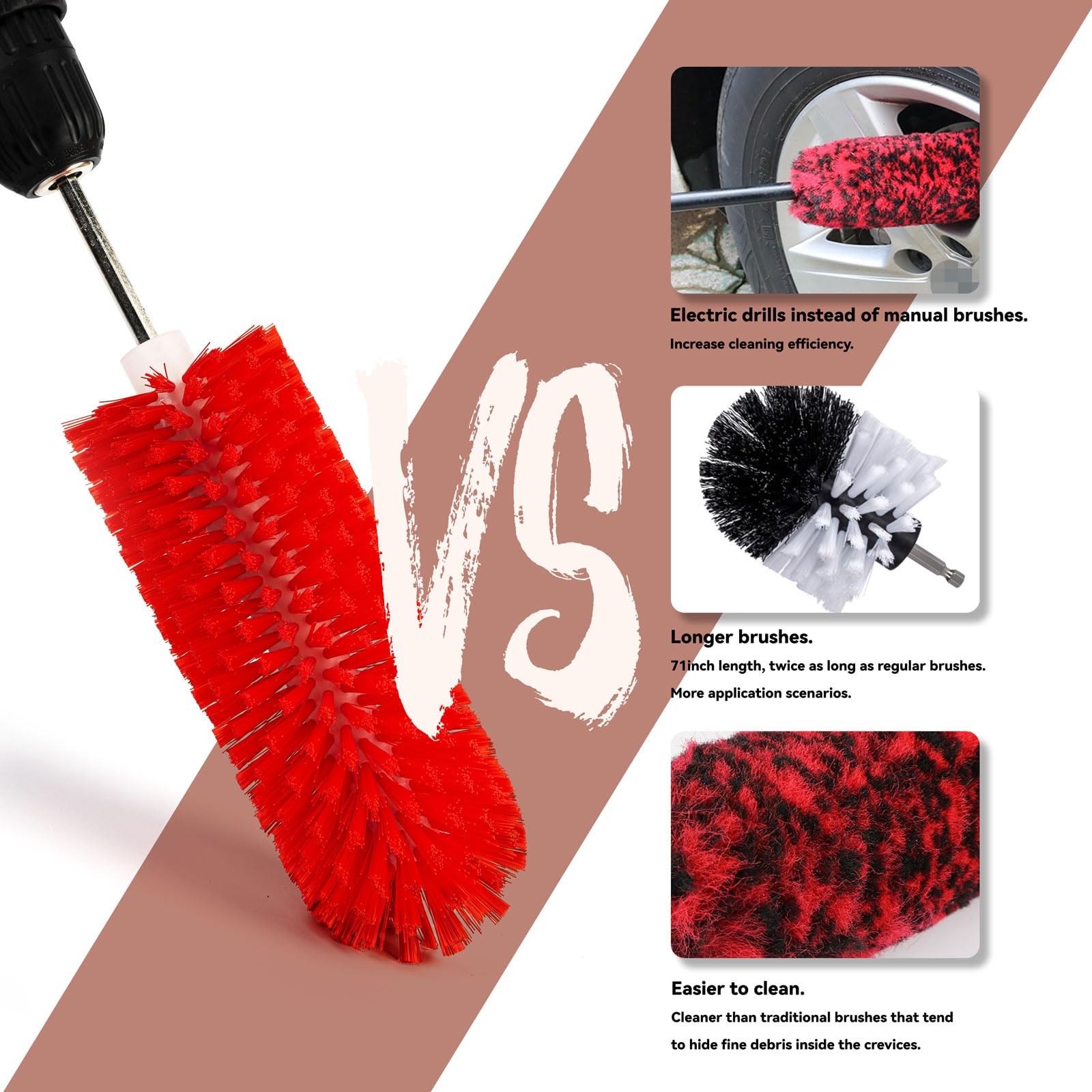 Wheel Brush, Soft Drill Wheel Cleaner Brush, Highly Dense Durable Rim Cleaner