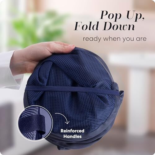 Collapsible Mesh Foldable Hamper 14″ x 14′ x 24″ Navy Blue
