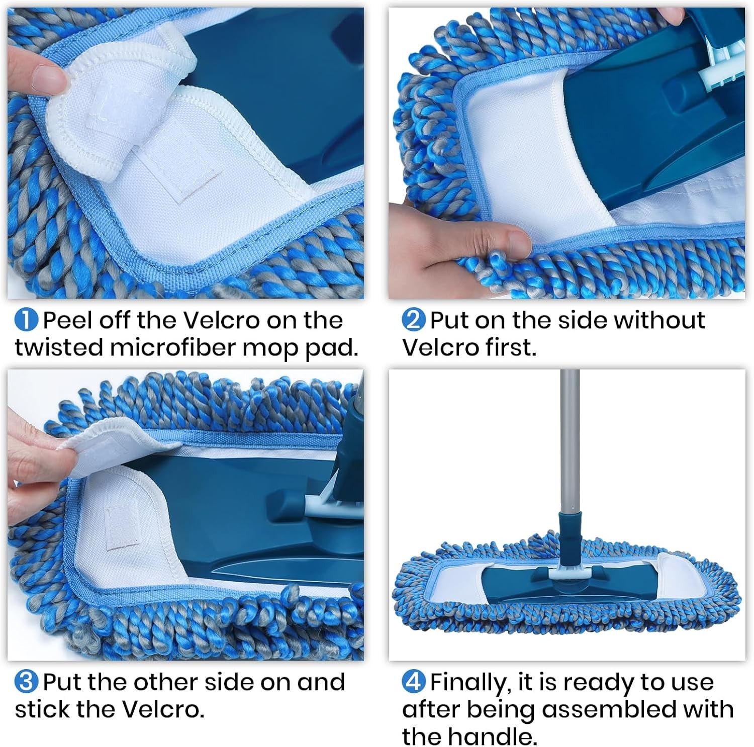 Dust Mop for Hardwood Floors with 57″ Long Handle Wet & Dry Mops for Catching Pe