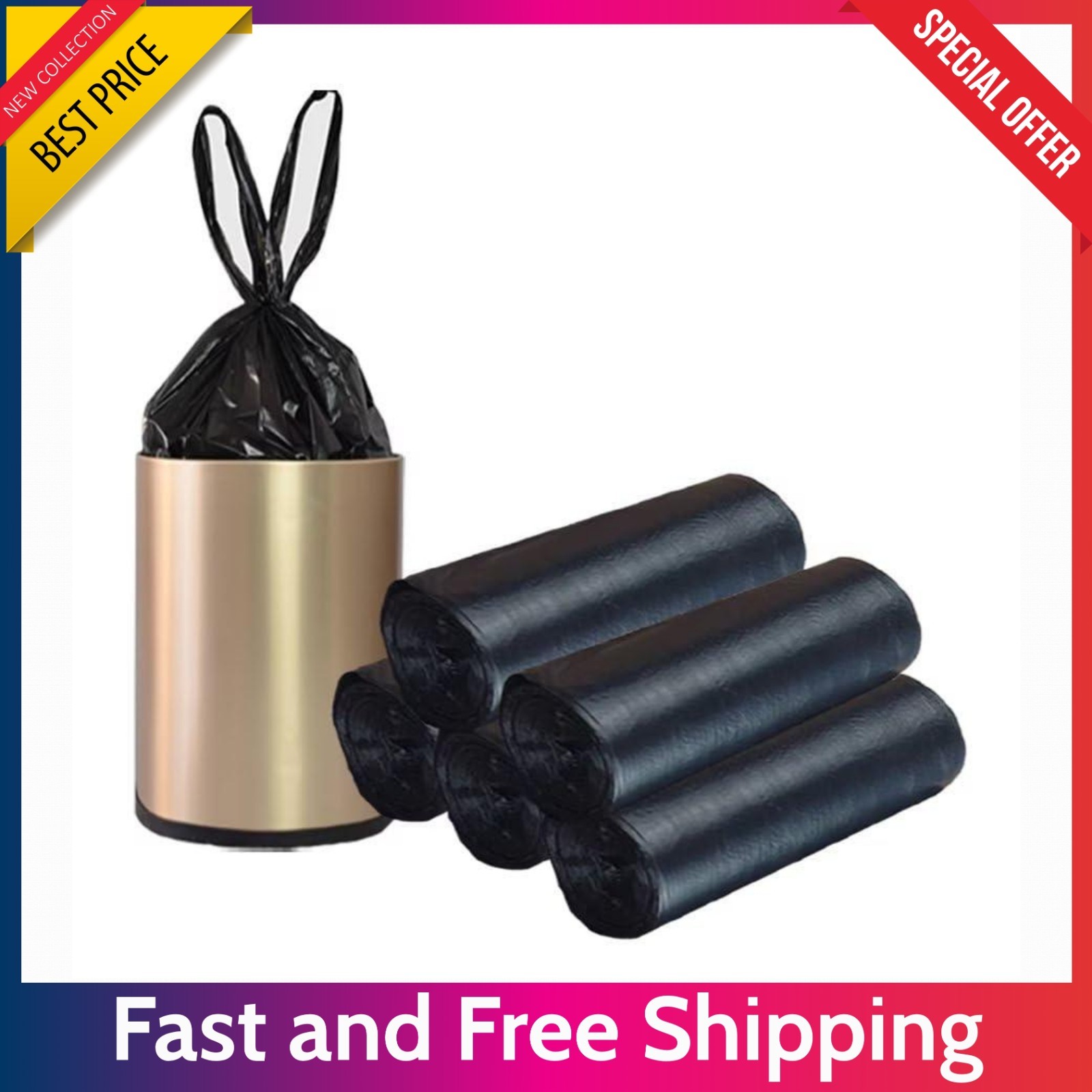 100 Ct 4 Gallon Trash Bags – Small Black Thick Garbage Bags for Kitchen Bathroom