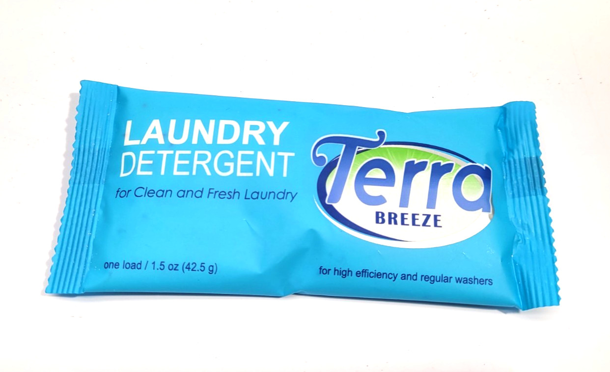 20 Terra Breeze Single Load Laundry Detergent Packets Fresh Scent Travel/Hotel