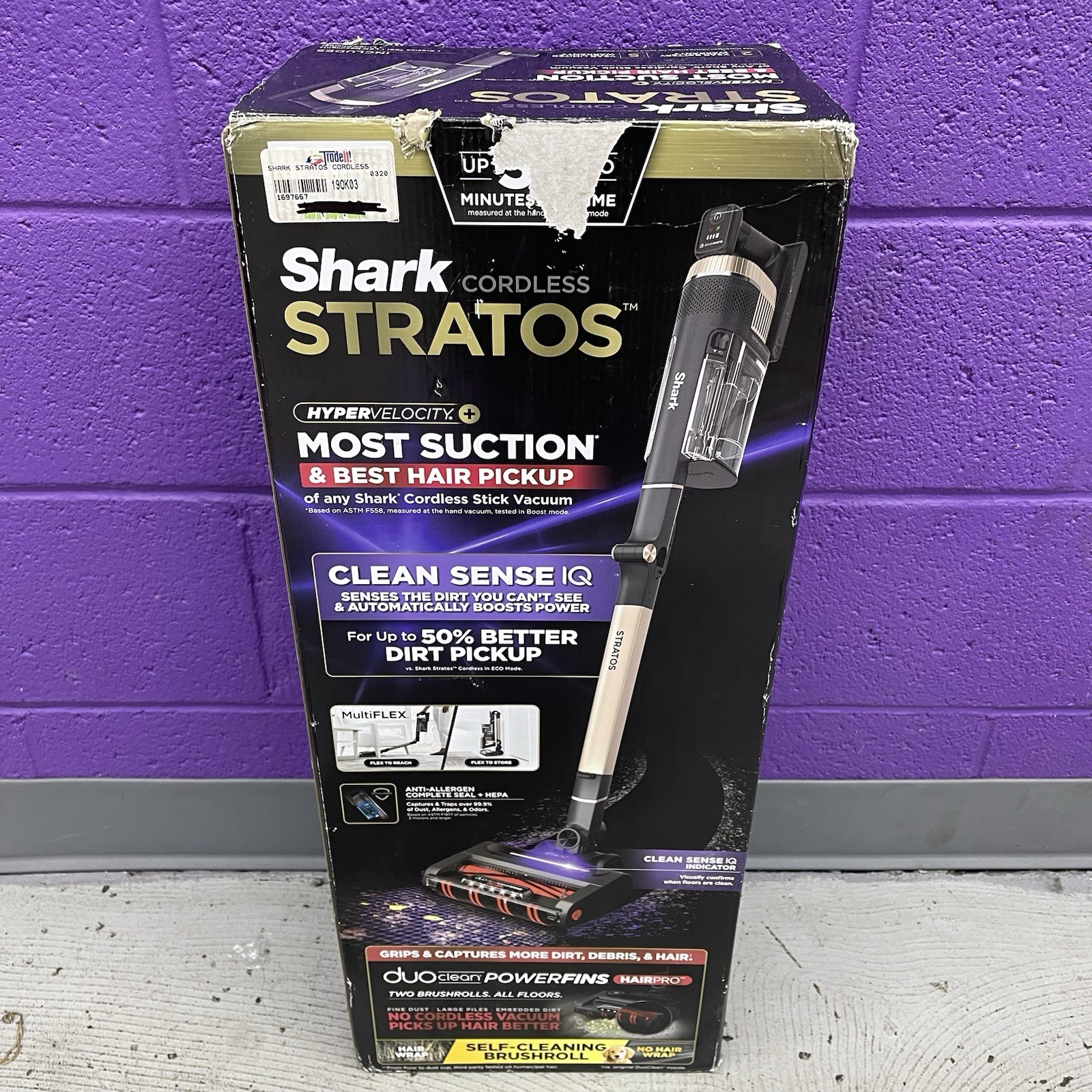 Shark Stratos Cordless Stick Vacuum Clean Sense IQ DuoClean PowerFins IZ840H