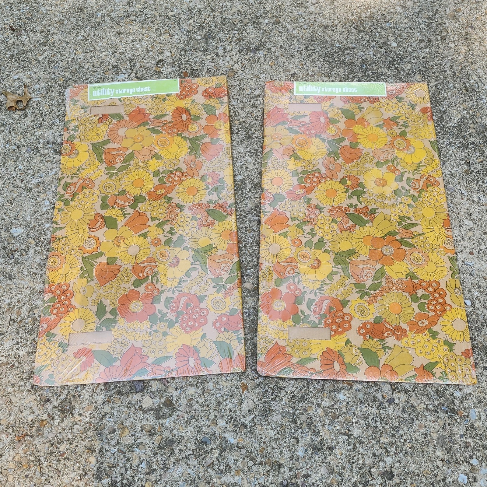 Vtg Mid Century Floral Cardboard Under Bed Storage Chest Mod Flower Power Sealed