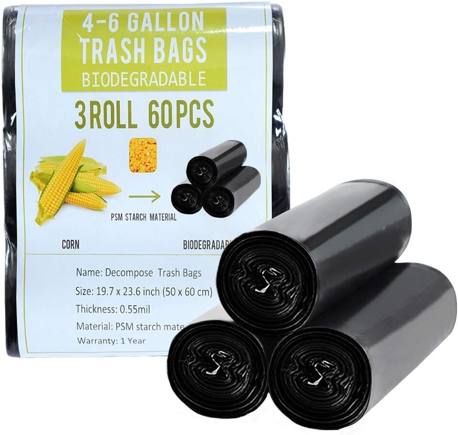 Garbage Bags 4 – 6 Gallon Black Biodegradable Strong Trash Bag Bathroom Kitchen