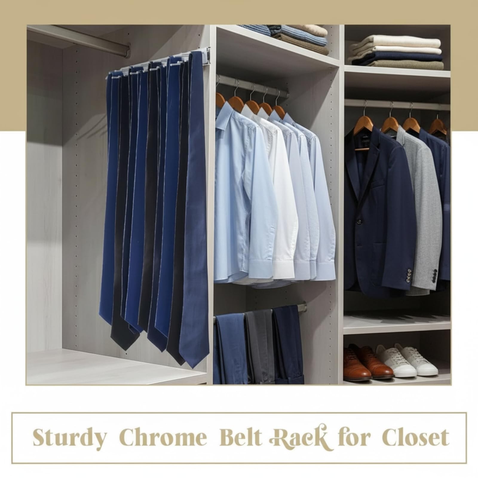 2 Pack 13.8” Sliding Tie Rack Hangers for Closet Storage – 25 Hooks Each, Easy