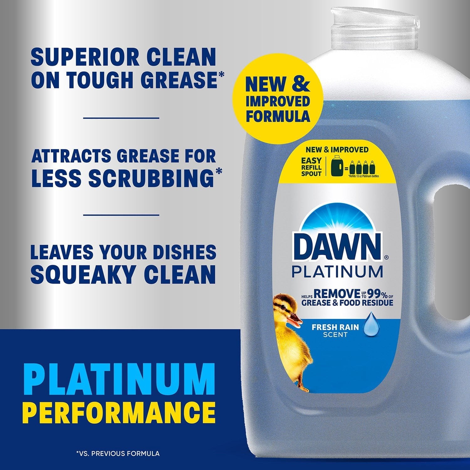 Dawn Platinum Dishwashing Liquid Dish Soap, Refreshing Rain, 90 fl. oz.