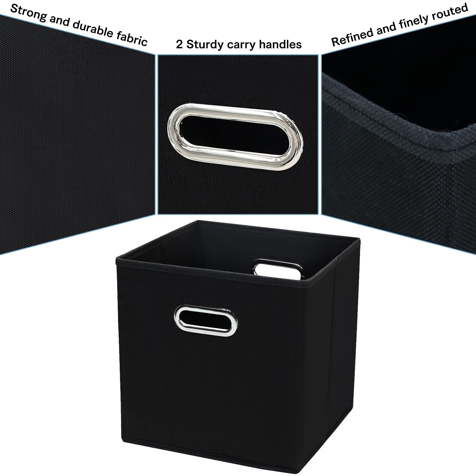 Black Fabric Cubby Storage Bins，13x13x13 Inches ，Cube Organizer Bin Foldable …