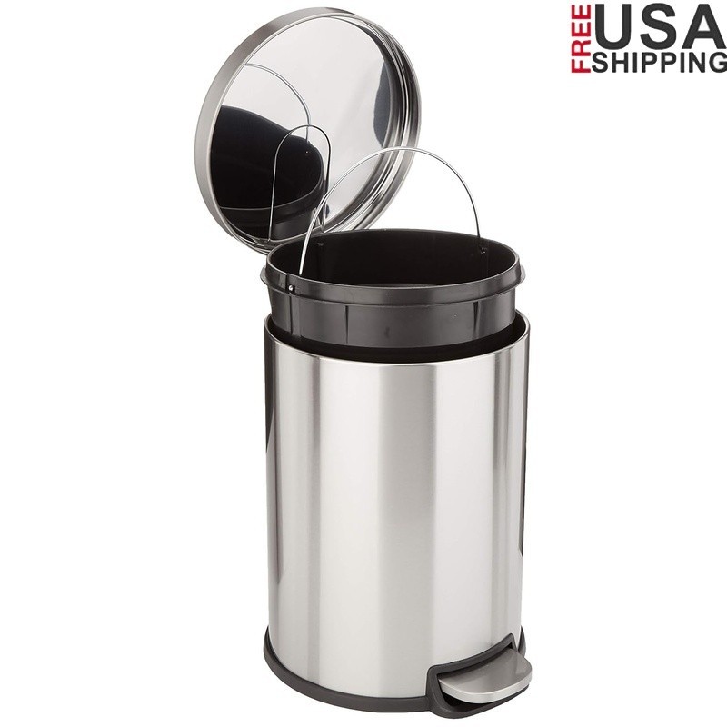 5.3 Gallon Stainless Steel Step Trash Can Kitchen Office Waste Bin Durable Home