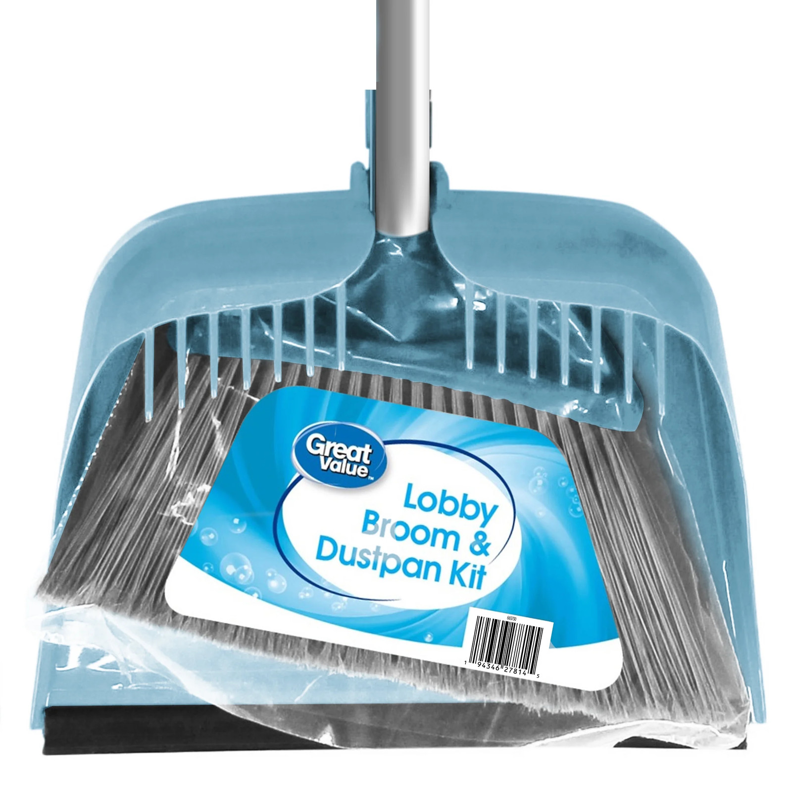 Lobby Broom and Dustpan Set, 2.75″ x 11.81″ x 41″, Blue