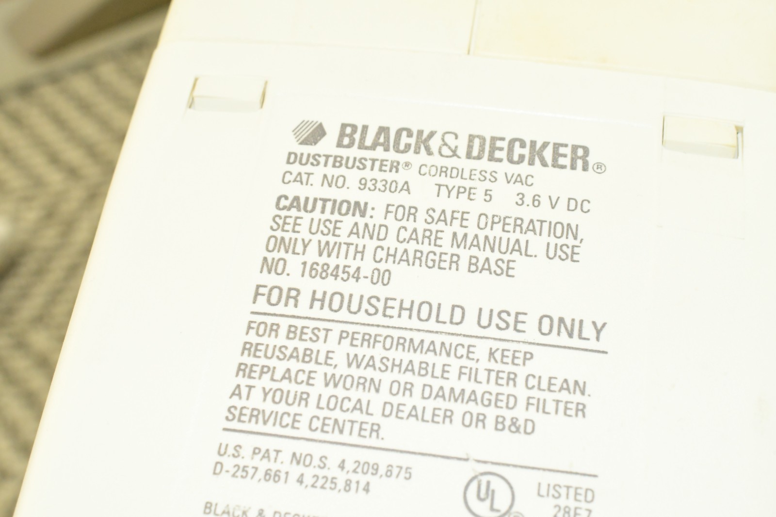Vintage Black & Decker Dustbuster Vac Vacuum 9330A w/ Box + Manual – NO CHARGER
