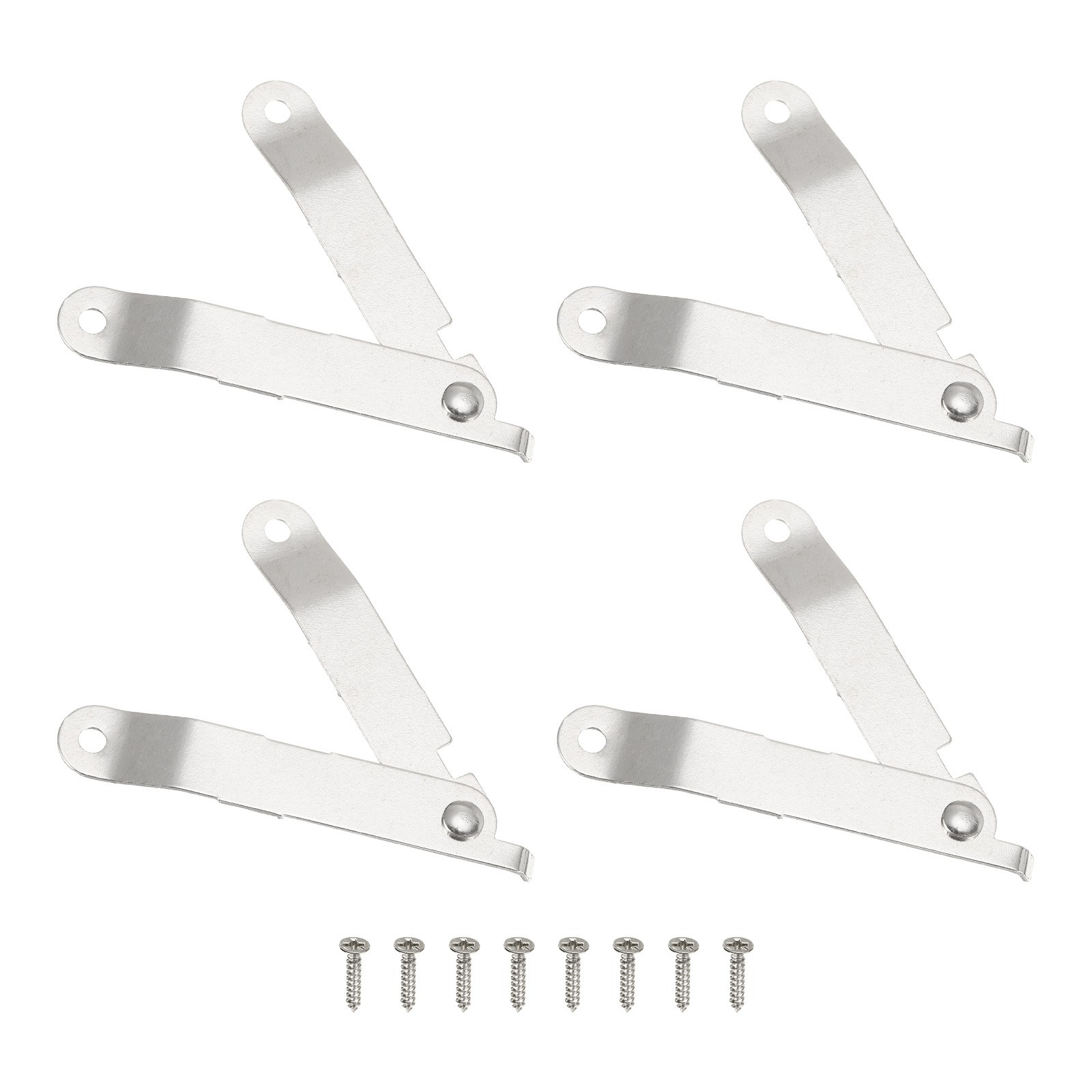 4pcs Lid Folding Support Hinges Silver Folded L 2.7″/68mm Plate W 0.4″/11mm