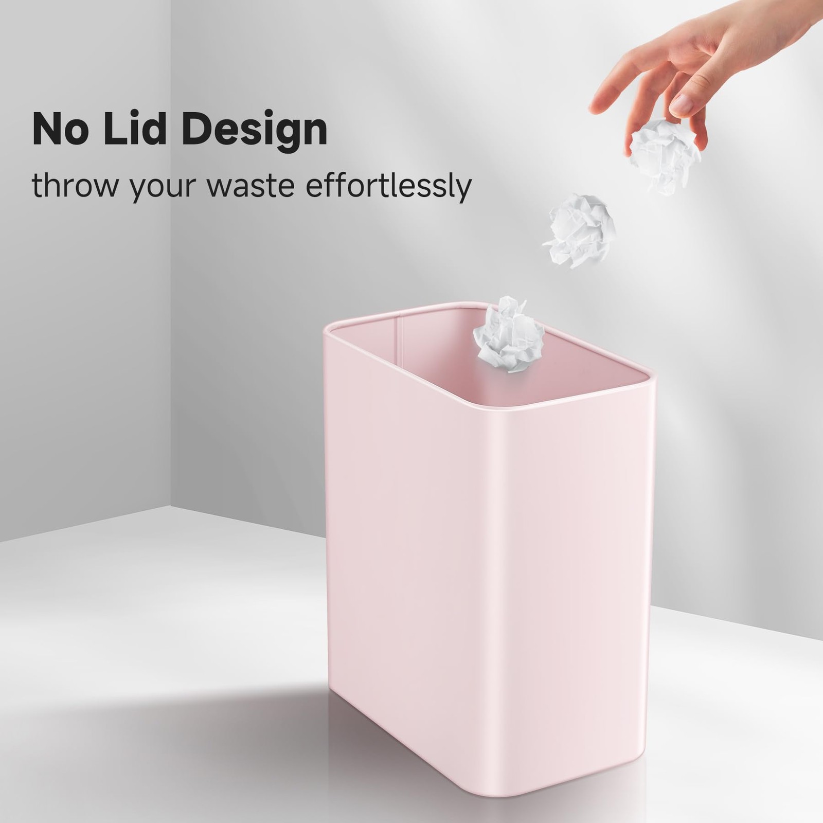 1 PC Small Metal Trash Can 2.1 Gallon Slim Wastebasket Garbage Bin Pink Sink