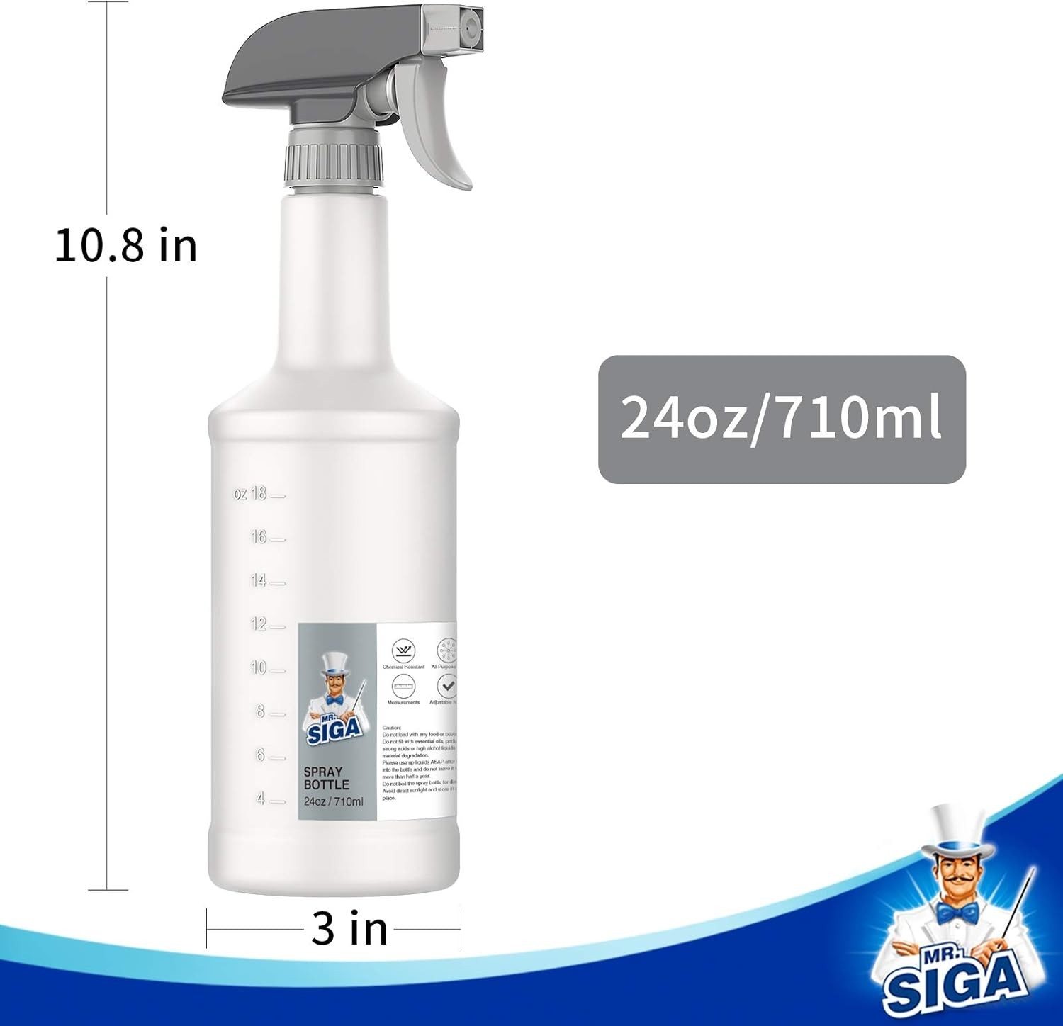 24 oz Empty Plastic Spray Bottles for Cleaning Solutions, Heavy Duty Househol…