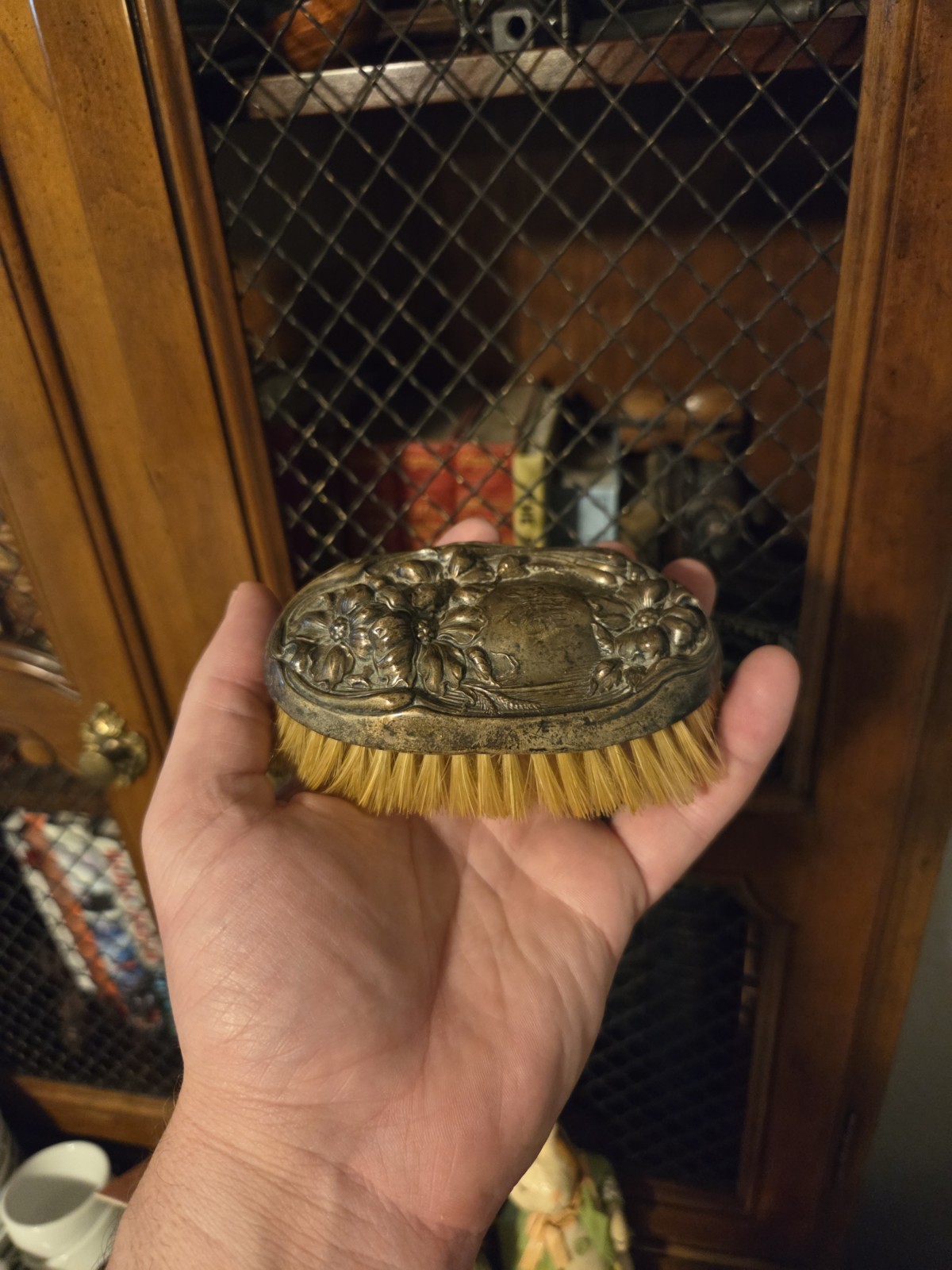 Vintage Silverplate clothes brush with an Art Nouveau design