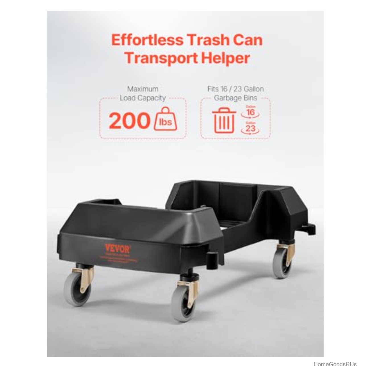 Trash Can Dolly 200lb Capacity 16 23 Gallon Bin Caster Wheels Foot Pedal