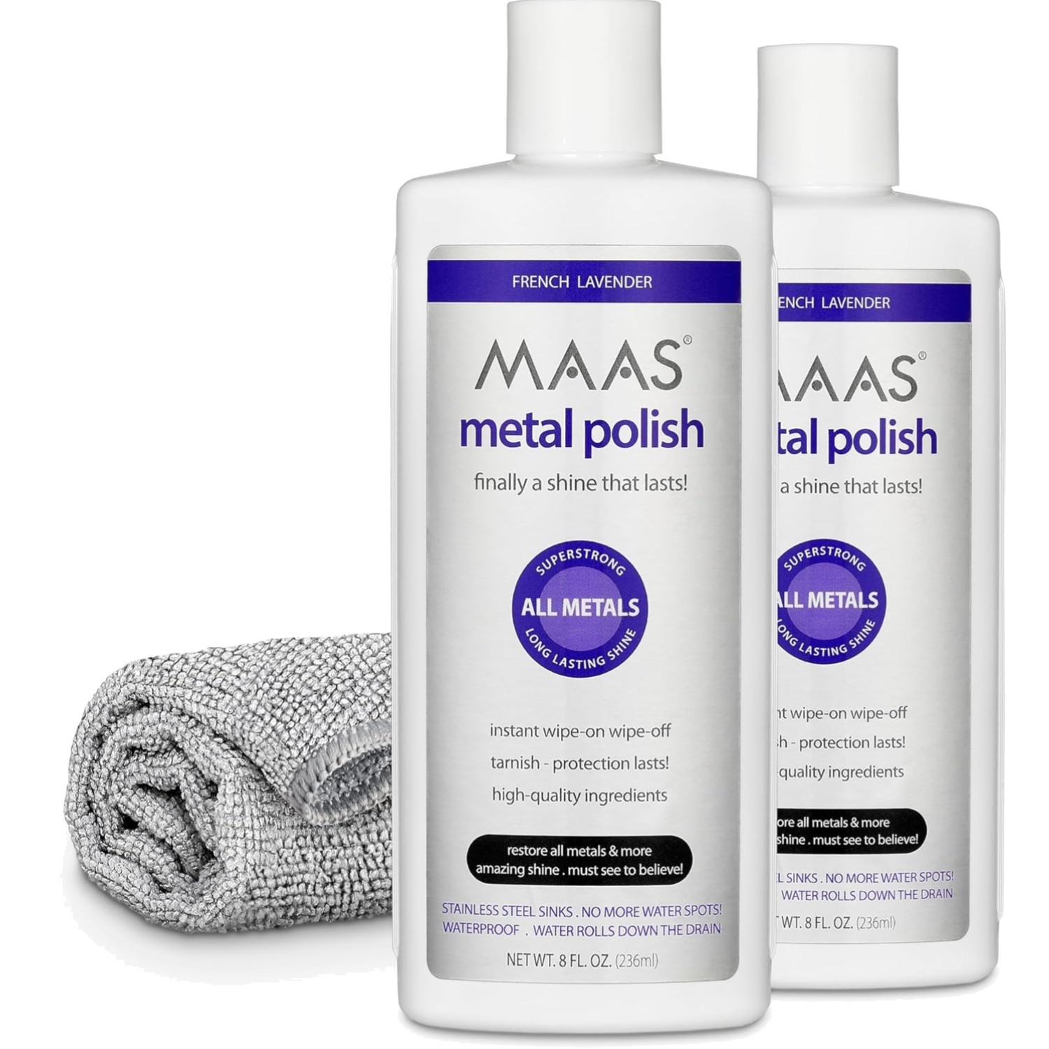 Maas Metal Polish 8 Oz Bottle 2 Pack With Cloth