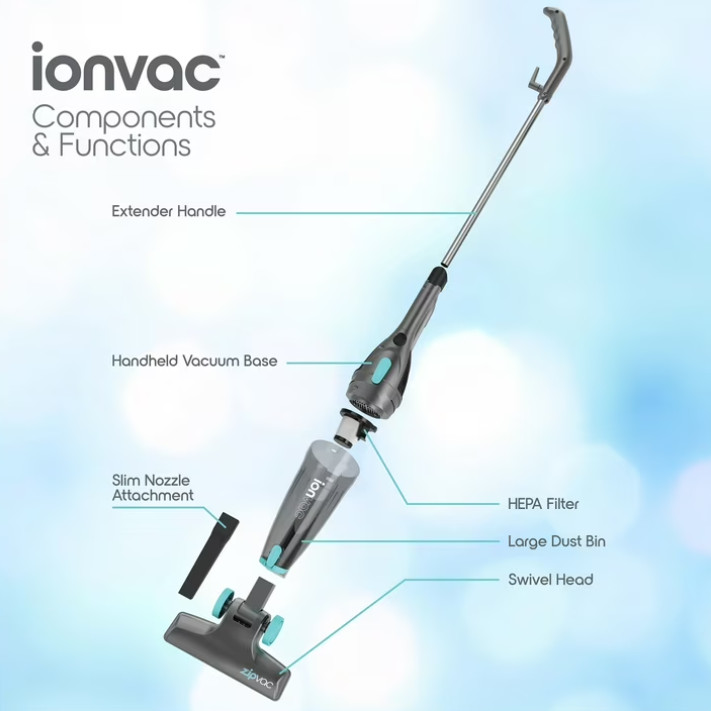 Ionvac ZipVac Corded Stick Vacuum,Multi-Surface 3-in-1 Upright/Handheld