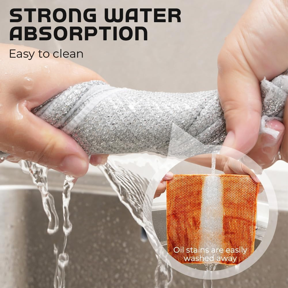 Multipurpose Wire Dishwashing Rags for Wet and Dry, 2024 New Double Layer Wire C