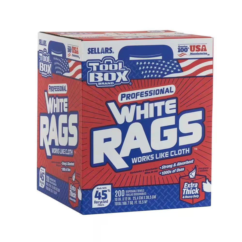 NEW 200-Count Natural Fiber White Painter’s Rags Lint-Free & Highly Absorbent