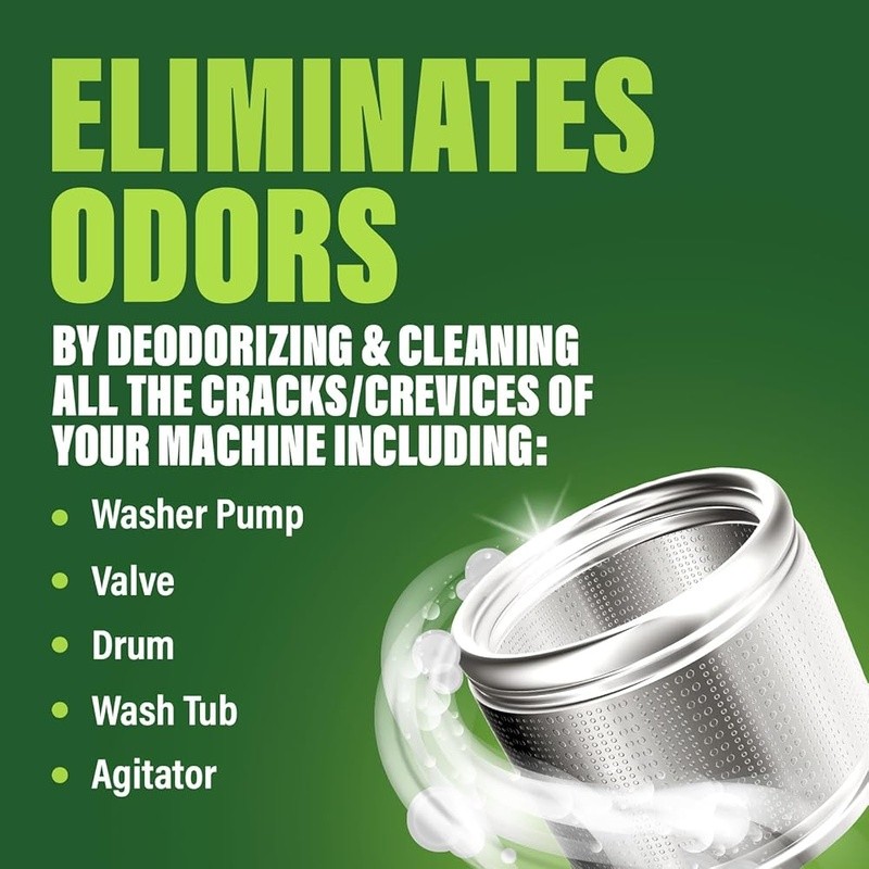 Deep Clean Washing Machine Tablet Clog Odor Defense Safe Pipes 30 Day Freshness