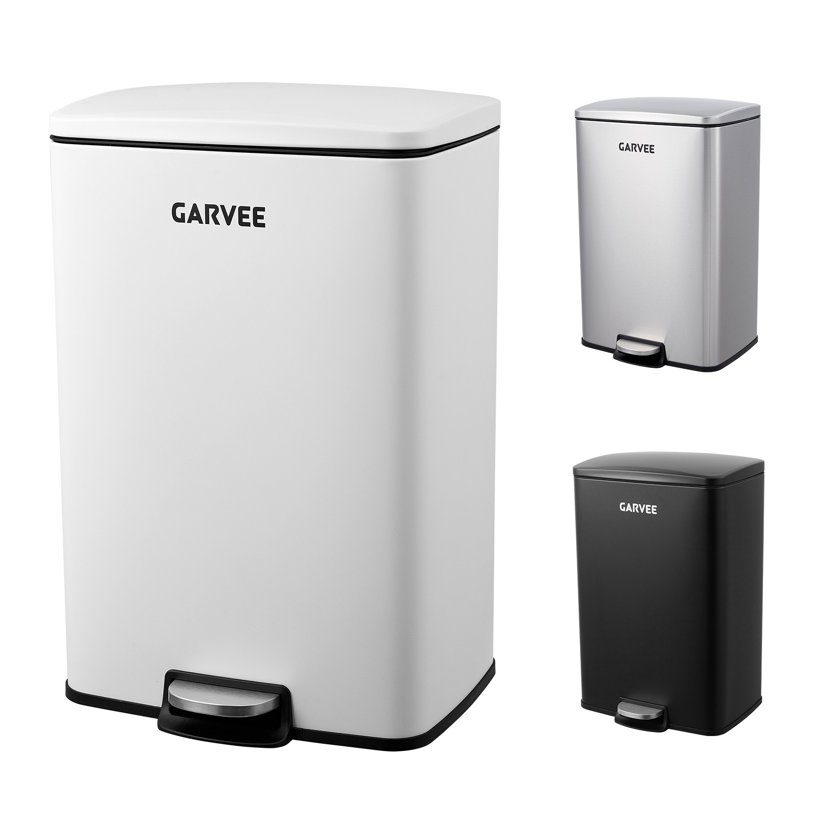 Kitchen Trash Can 13-Gallon (50 L) Garbage Can with Soft-Close Lid, Inner Bucket