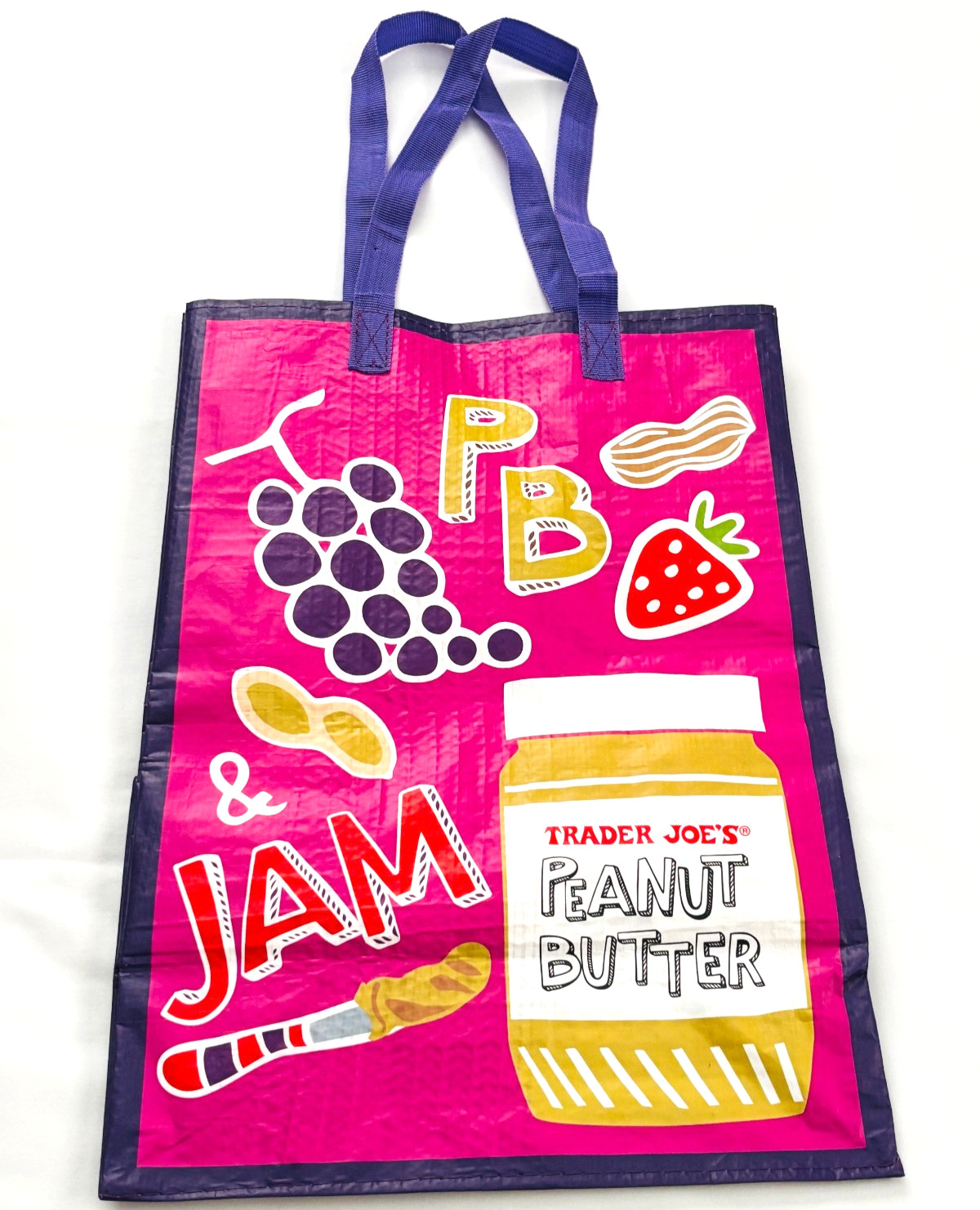 Trader Joe’s Comfort Foods All-Over Print Reusable Shopping Tote Bag PB & Jam