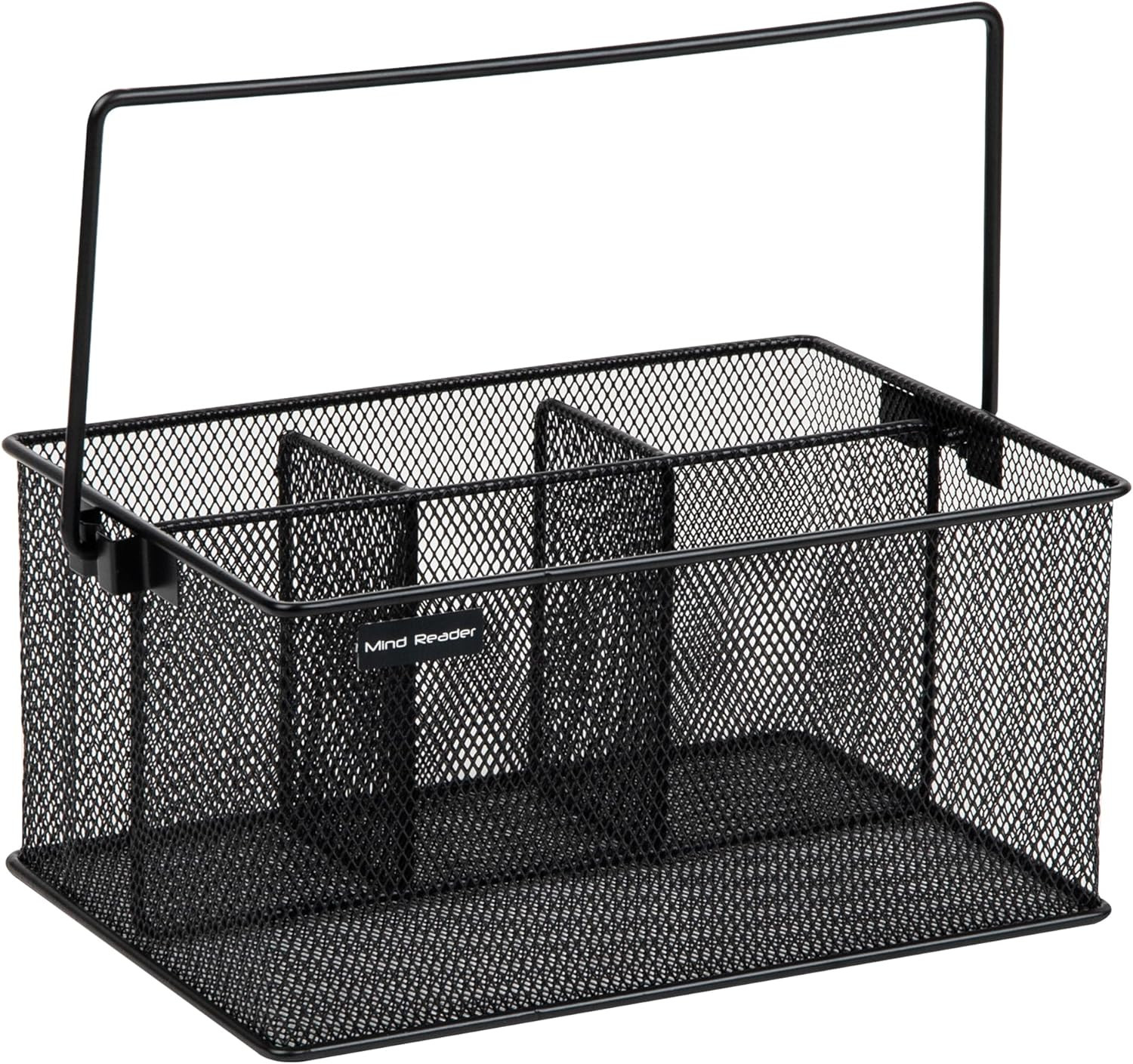 Multi-Purpose Storage Caddy with Handle, Desktop Organizer, Cutlery Holder, 4 Co