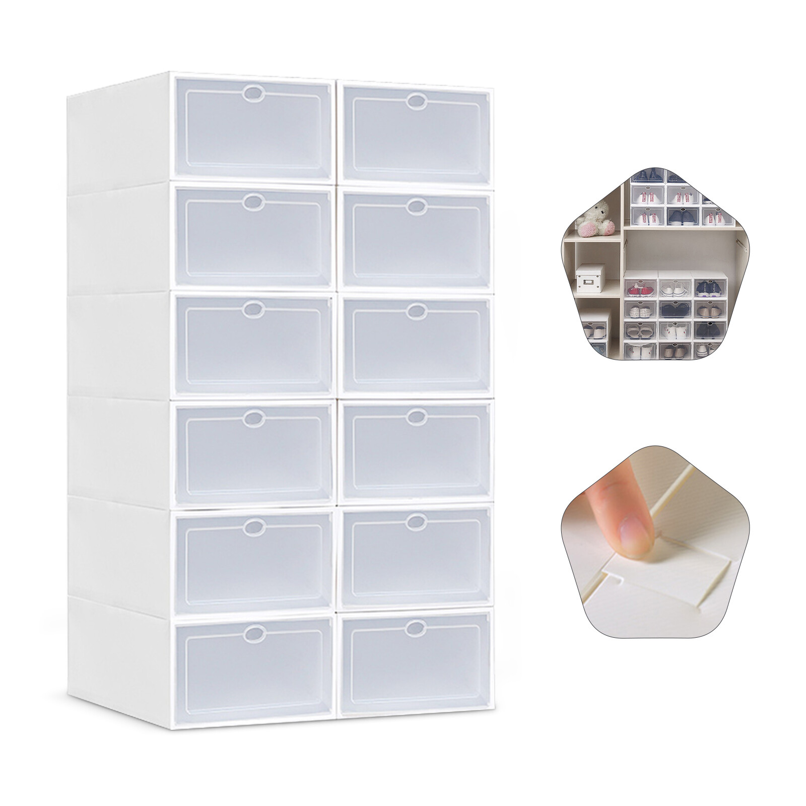 20Pcs Sneaker Display Case Organizer Stackable Shoe Storage Box Durable Plastic