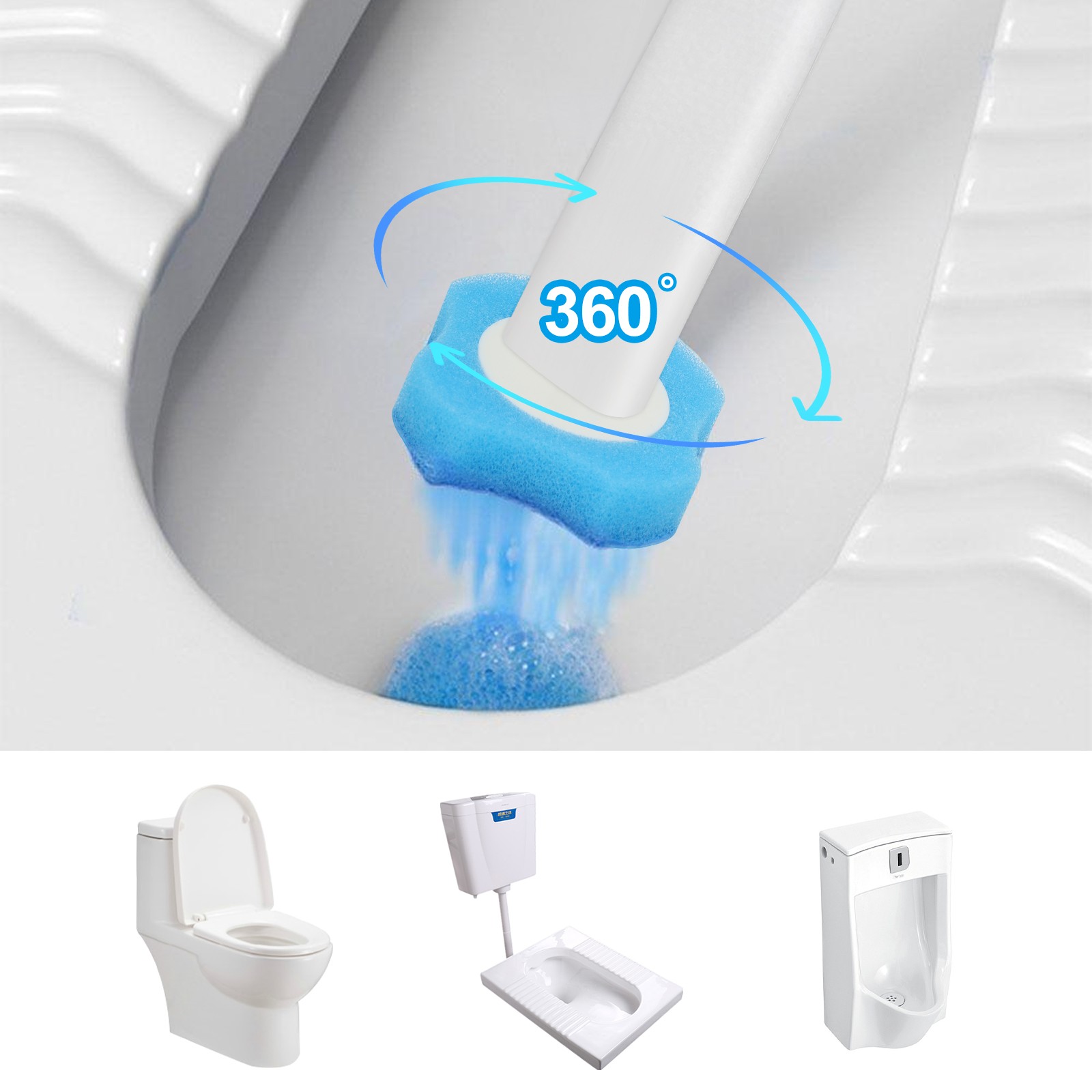 Disposable Toilet Brush Cleaning System w/ Holder Wand & 24 Refills Kit Bathroom