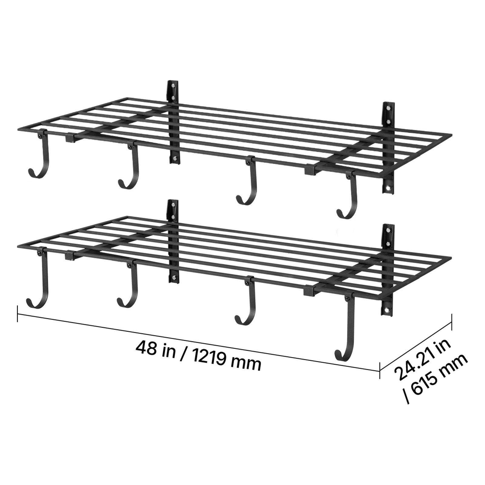 Uimoso 2 x 4 ft Wall-Mounted Garage Shelving, 520 lbs Capacity for Storage