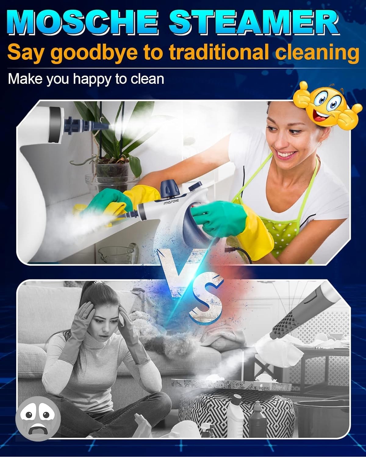Effortless Deep Cleaning – Handheld Steam Cleaner with 11 Accessories Included